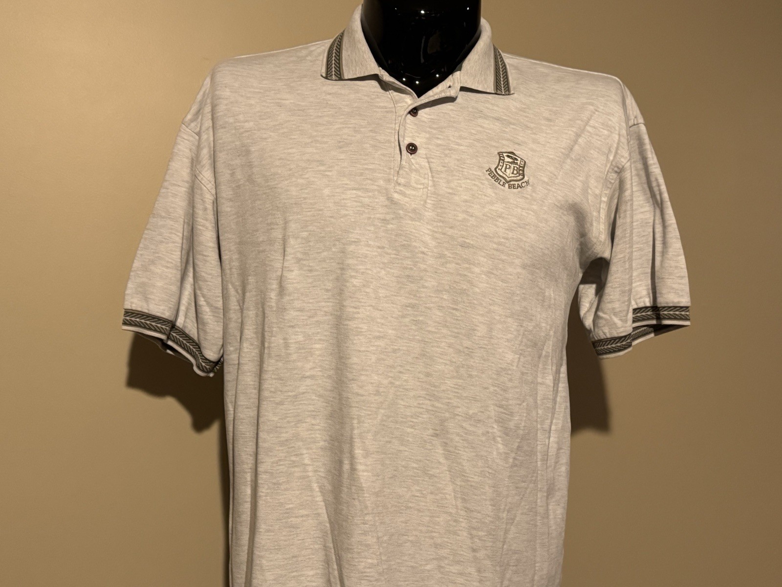 Vintage PEBBLE BEACH Golf course shirt Medium polo embroidered Made in Thailand