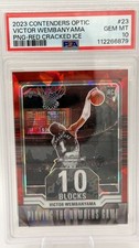 2023 Contenders Optic Victor Wembanyama PNG- Red Cracked Ice 130/175 PSA 10