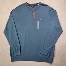 Tommy Hilfiger Sweater Mens XXL Blue Crewneck Pullover Logo Ribbed Preppy NWT