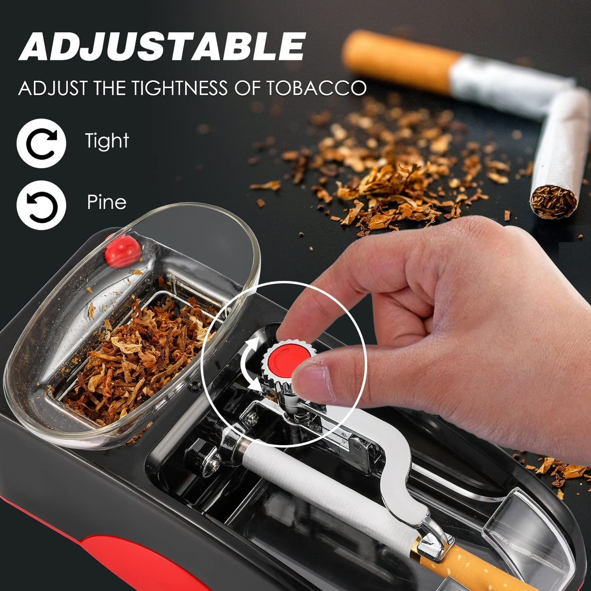 how to adjust cigarette rolling machine automatic Rolling Machine Electric Automatic Injector Mini Roller Maker DIY Tool (Red)