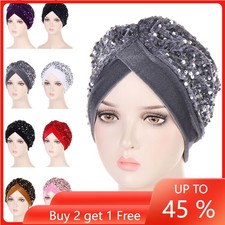 Sequins Velvet Women Muslim Hijab Turban Hair Loss Hat Bonnet Chemo Cap Headwear