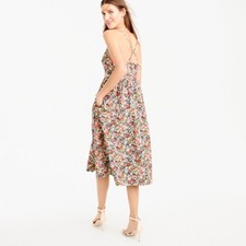 NWT J.Crew Spaghetti-strap Lace-up Back Dress in Aqua Papaya Liberty Thorpe 4