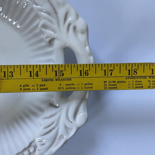 American Atelier Athena 16.5” Oval Serving Platter White 5166 Ironstone Leaves - Picture 17 of 24