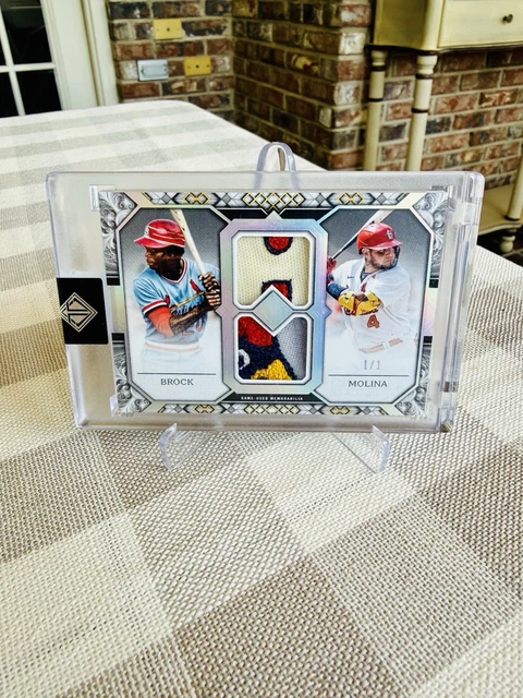 2025 Topps Transcendent Lou Brock Yadier Molina Dual Game Used LOGO Patch 1/1