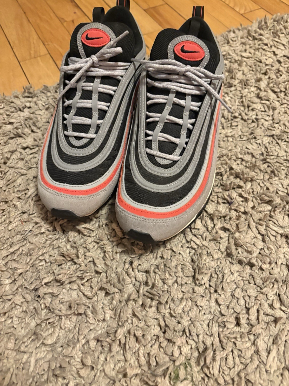 Nike Air Max 97 Wolf Grey Radiant Red Size 11.5 Men's Shoes