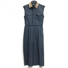 USED GUCCI DENIM LONG DRESS IN PYTHON COLLAR, SIZE 36 (12617) GOOD