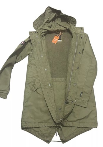 Superdry Men's Service Midweight Parka Coat in Olive Green Size L. (k) - Picture 9 of 11