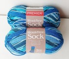 Premier Wool Free Sock Yarn 1.7 oz Blue Shades Mallard Lot of 2 Skeins