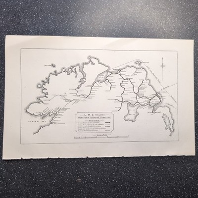 Original 1927 Karte der L M S Eisenbahn Northern Counties Railway General Map
