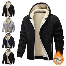 Herren Winterjacke warm mit Kapuze weich komfortabel dicker Mantel Casual