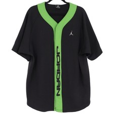 Vintage Jordan Men's Size XL Jumpman 45 Baseball Jersey Black Green Button Snap