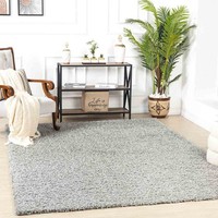 Livabliss LILLY Shaggy Solid Color Plush Pile Grey Area Rug (120 x 170 cm) 