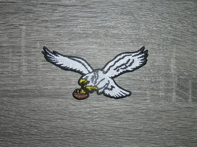 Philadelphia Eagles Flying Eagle White Embroidered Iron On Patch 4" x 2"