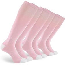 3 Pairs Soccer Football Socks for Youth Baseball Softball Socks Medium Pink