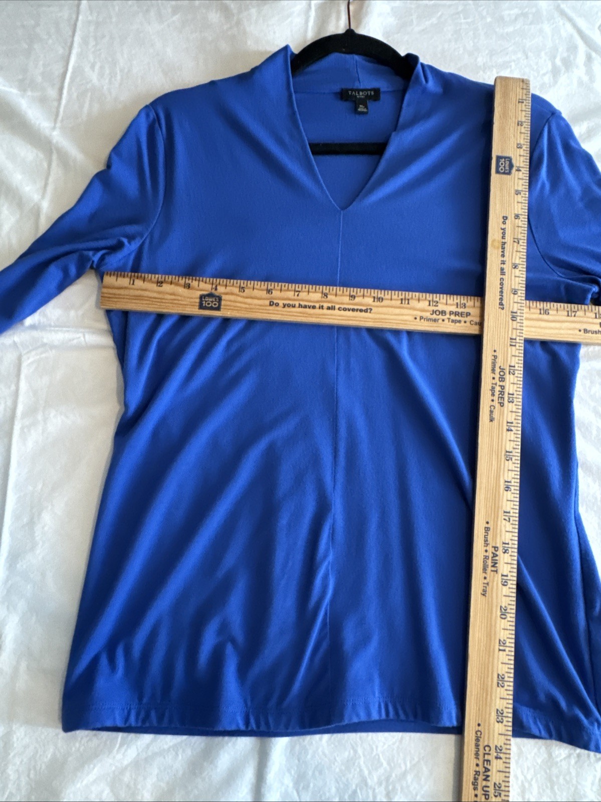 Talbots Petite MP BLUE Split Neck Top Buttery Sof… - image 5