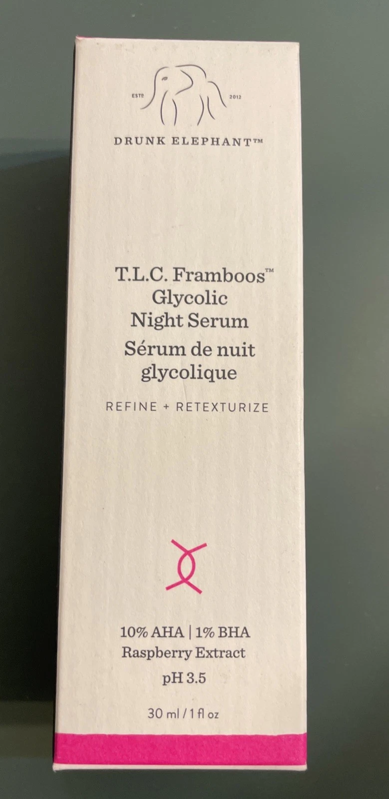 Drunk Elephant T.L.C. Framboos Glycolic Night Serum - 1 fl. oz,New,Sealed