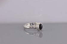 Sterling Silber ovaler schwarzer Onyx Kragen abgerundeter Bandring 925 Gr: 8,5