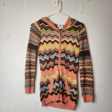 Missoni Target Zigzag Chevron Full Zip Junior Hoodie CardiganTunic Sweater Sz M