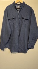 Izod Saltwater Shirt Mens XL BLUE Relaxed Classic Flannel LONG SLEEVE