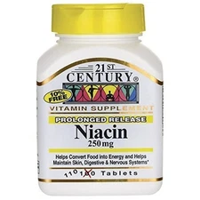 21st Century Niacin 250mg Vitamin Supplement Prolonged Release Tablets 110 Count
