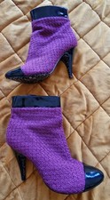 Killah Purple/magenta Tweed Ankle Boots Miss Sixty Patent Leather Trim UK 37