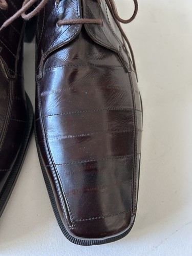 Mezlan Platinum Dinan Eel Skin Lace Up Dress Shoes Sz 9 M EUC - Picture 3 of 6