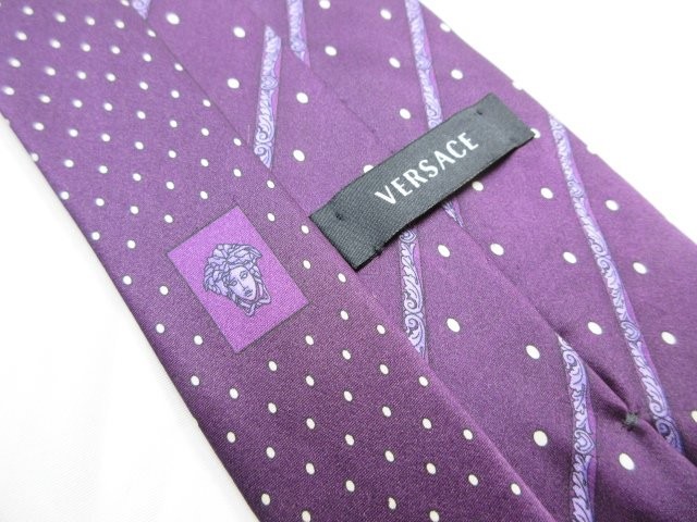 VERSACE Men's Tie Purple Silk Italy thumbnail 2