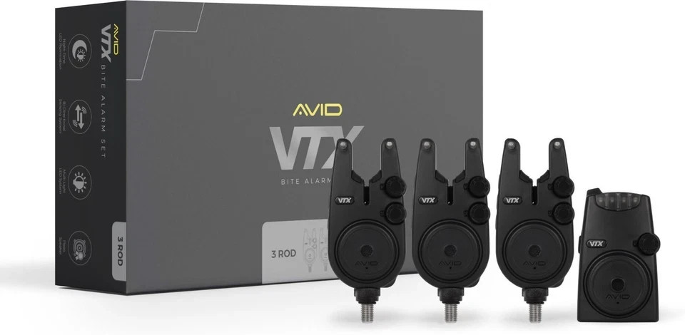 Avid Carp VTX 3+1 Wireless Bite Alarm Set A0500005 Carp Coarse Fishing