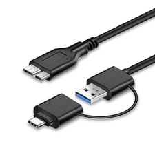 External Hard Drive Cable 2in1, 5 Gbps 40CM USB 3.0 A/C to Micro USB 3.0 Sync...