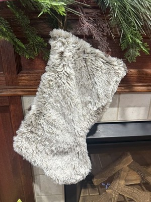20'' Super Soft Rustic Faux Fur Christmas Shoppe Stocking brown white Hobby Lobby
