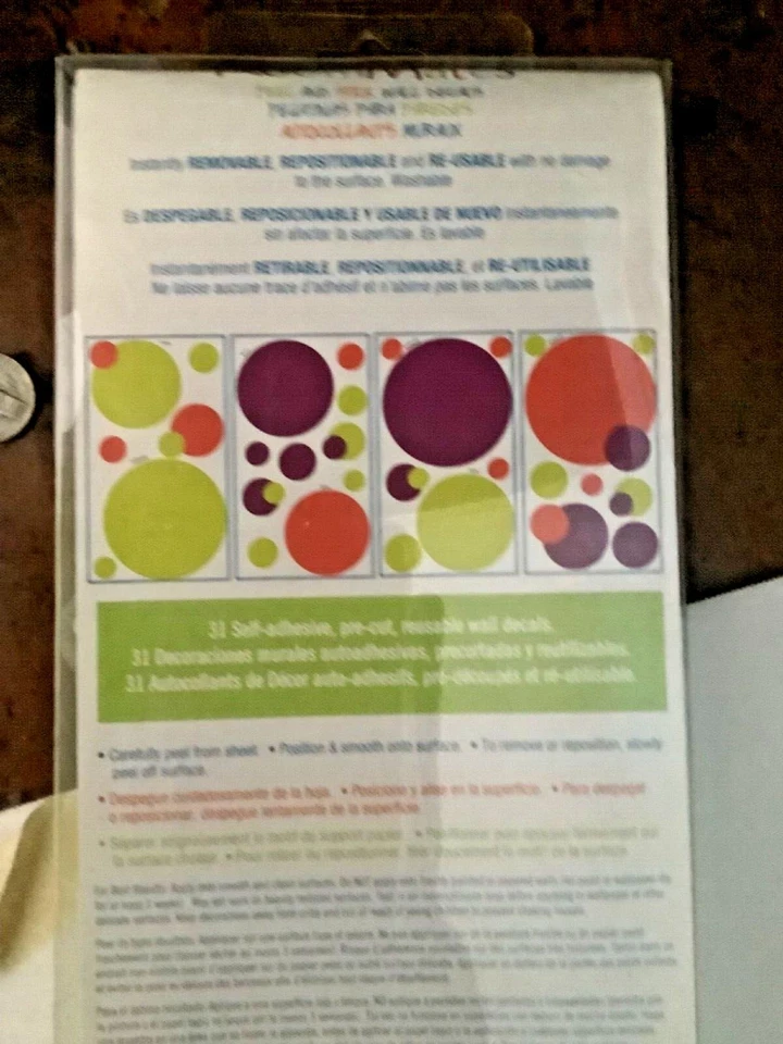 NEW RoomMates Peel and Stick Wall Decals pink, purple, green circles, girls room - Image 3 of 3