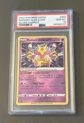 Radiant Alakazam 059/195 Swsh12: Sword & Shield - Silver Tempest Holo PSA 10