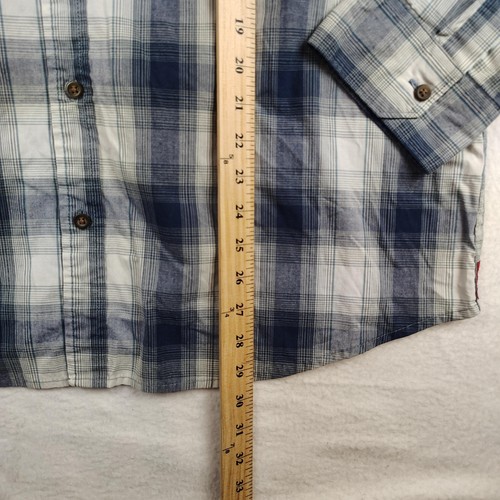 Wrangler Shirt Mens XL Blue White Plaid Button Down Long Sleeve Western Stretch - Picture 6 of 8