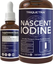 Nascent Iodine Supplement 400 Servings, Glass Bottle, Vegan, 1800 mcg - 600... 