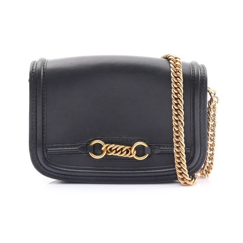 BURBERRY The Link Shoulder Bag Calfskin Black 8008696