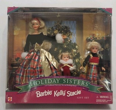  New Mattel Barbie Kelly Stacie Holiday Sisters Gift Set 1998 Edition Box Damage