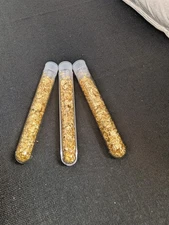 3 Large Vials of 24K Gold Flake. Real Gold