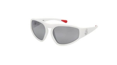 Moncler Pentagra ML0248 21C White Mirror Shield Sunglasses Frame 62-18-135