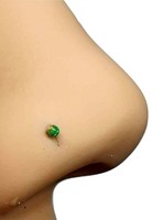 Opal Nasenstecker GrüNer Edelstein 22G (0,6Mm) 925 Sterling Silber Kugel Ende...
