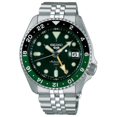 Seiko 5 Sports SBSC019 Green Dial SKX Automatic GMT Sports Style Watch Men JAPAN