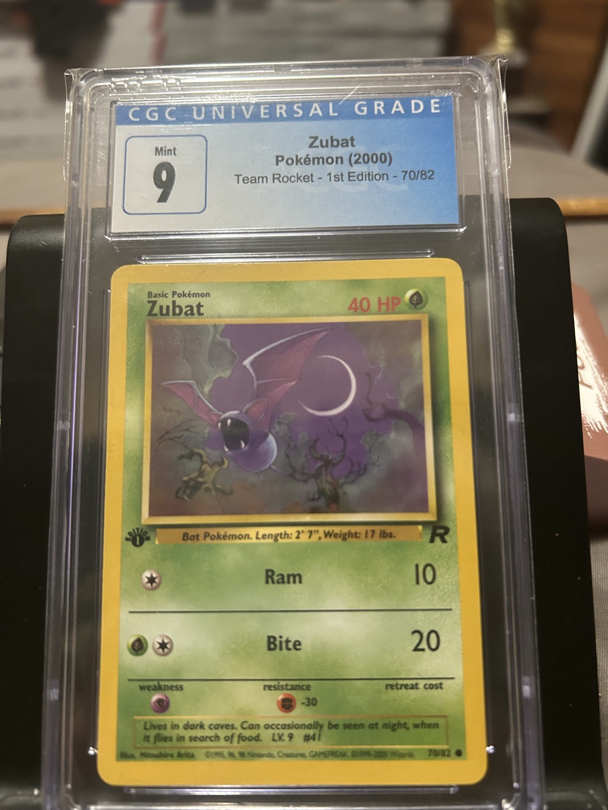 2000 POKEMON TEAM ROCKET - 1ST ED. #70/82 ZUBAT CGC 9