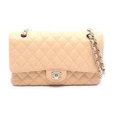 Chanel Caviar Skin Matelasse W Flap Shoulder Bag Women Beige One Size 648347