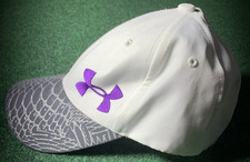 Under Armour Hat Cap White Purple Logo Metelic Print Youth Adjustable Women SM