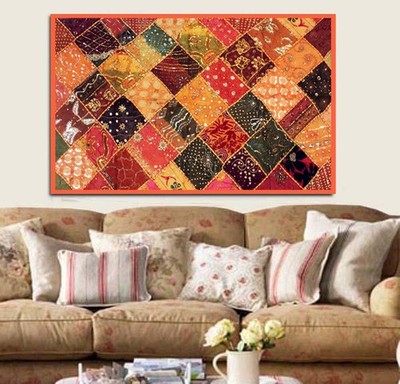 60'' HANDCRAFTED WALL DECOR HANGING THROW BEAD SARI TAPESTRY ANNIVERSARY GIFT