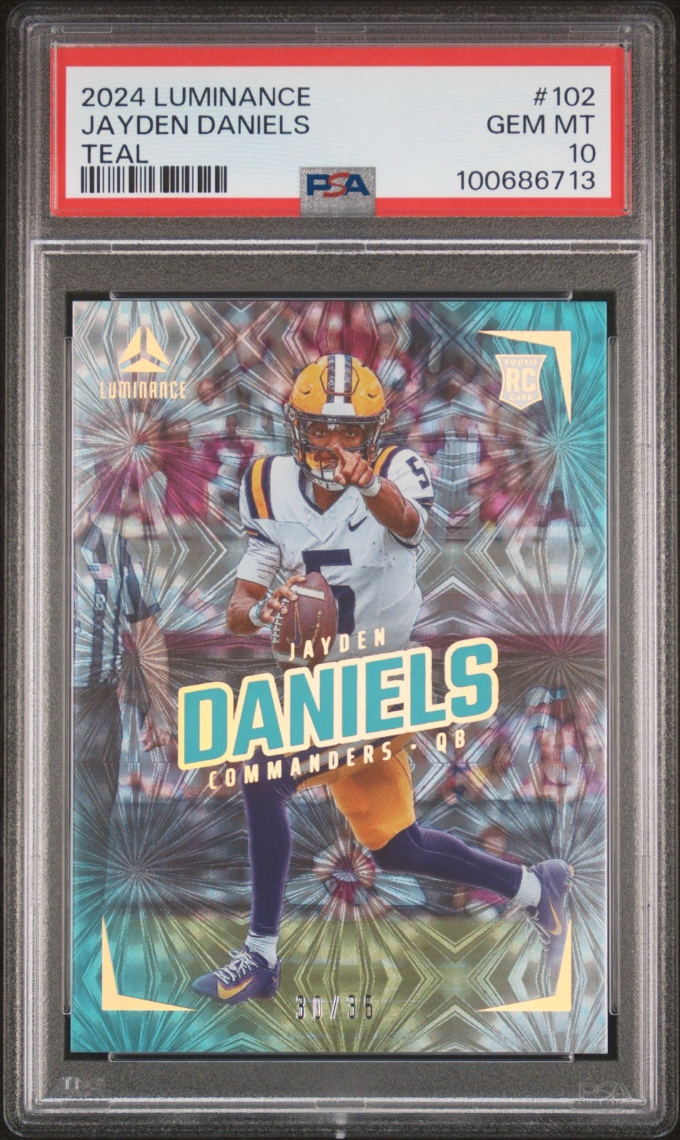 2024 Panini Luminance JAYDEN DANIELS #102 Rookies Teal Parallel /35 RC PSA 10