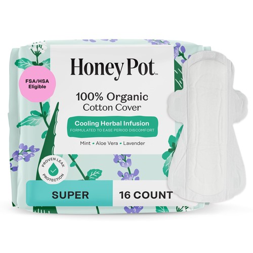 The Honey Pot Company - Herbal Pads for Women - Super w/Wings - Infused w/Essent