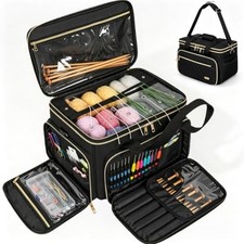 Knitting Bag, Crochet Bag Organizer, Yarn Storage Bag with Divider