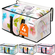 Clear Moving Bags Heavy Duty 4Pack Storage Bags With Zipper Extra Reinforced Han