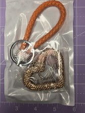Bronze Rhinestone Heart Bag Charm Keychain Silver Purse Charm
