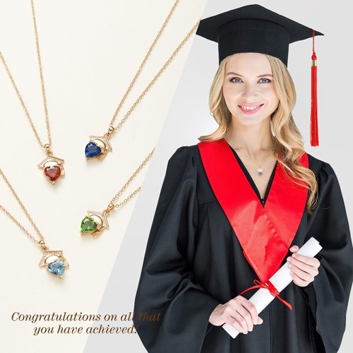 College Abschluss Geschenke November Geburtsstein Halskette Grundschule High School Gra - Bild 2 von 6